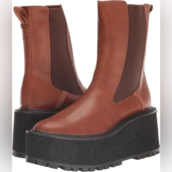 Circus NY Sam Edelman Susan Lug Sole Platform Chelsea Boot Cuoio Brown Size 8.5 - Picture 1 of 8